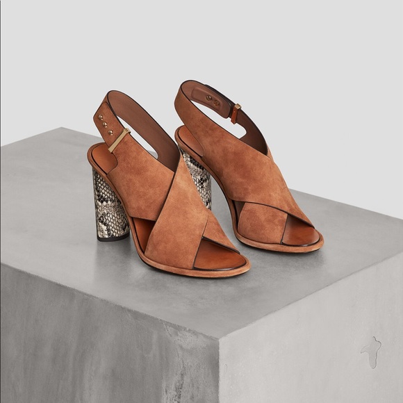 BCBGMaxAzria Shoes - BCBG Virginia Suede Heels Brown/Snakeskin